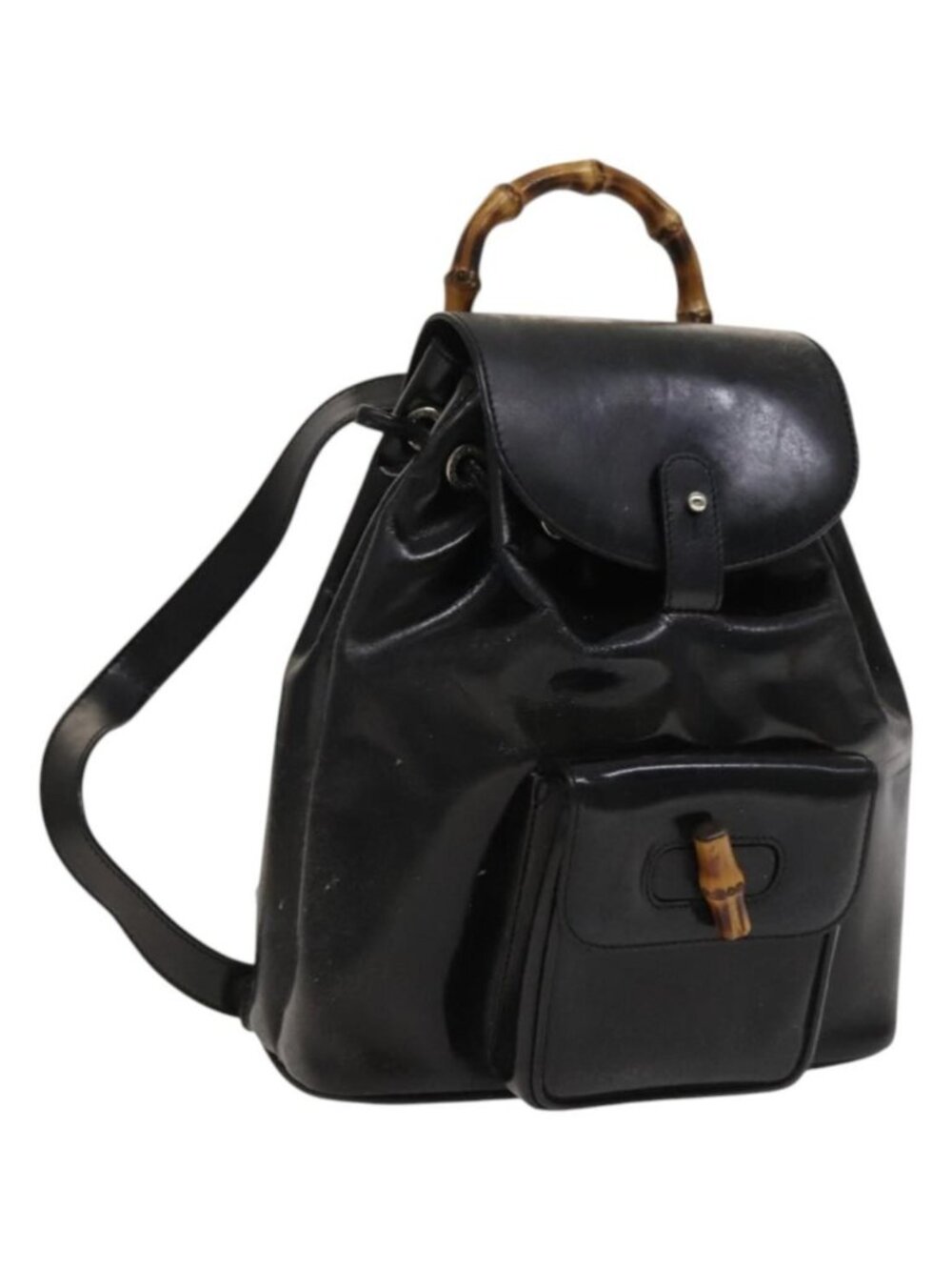 GUCCI Bamboo Backpack Enamel Black Silver 003 2034 0030